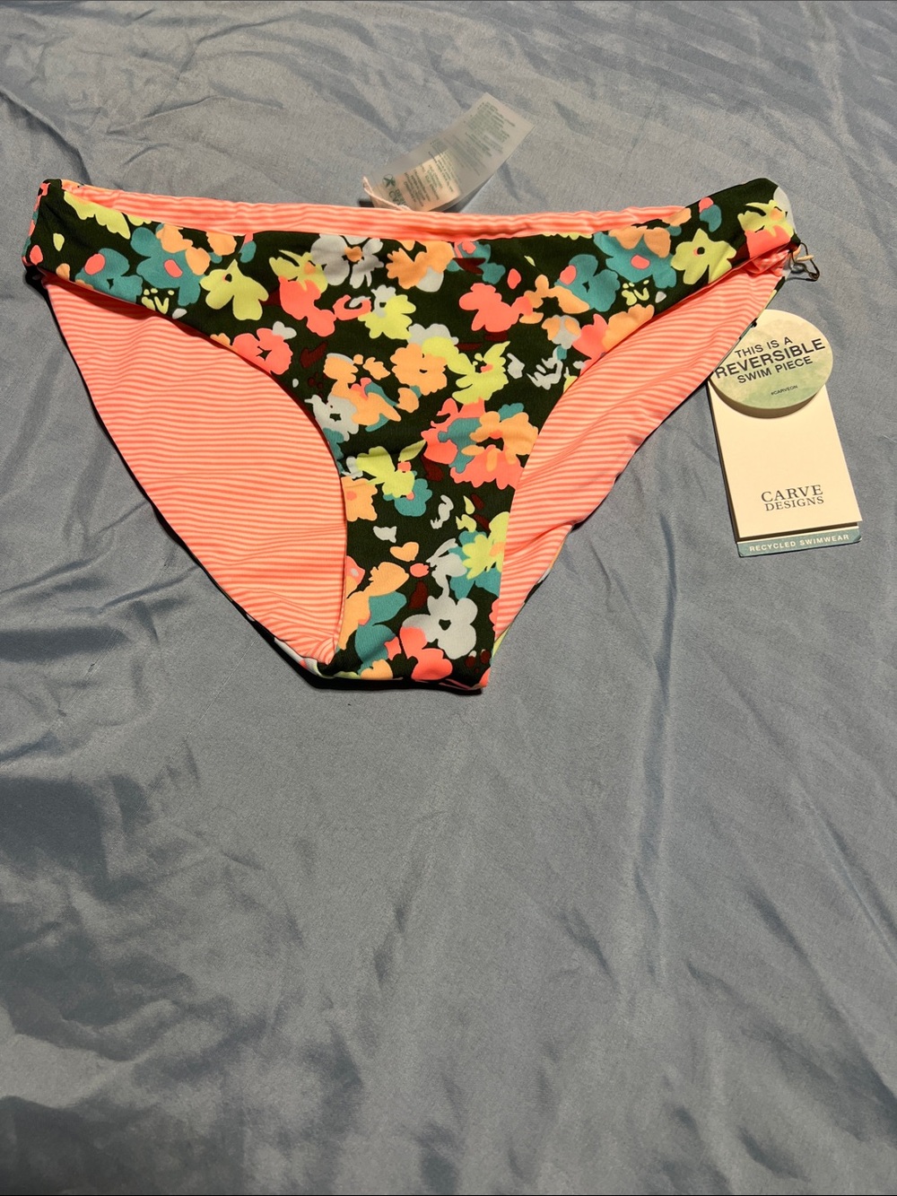 Carve Designs Reversible Floral Bikini Bottom - Coral & Black
